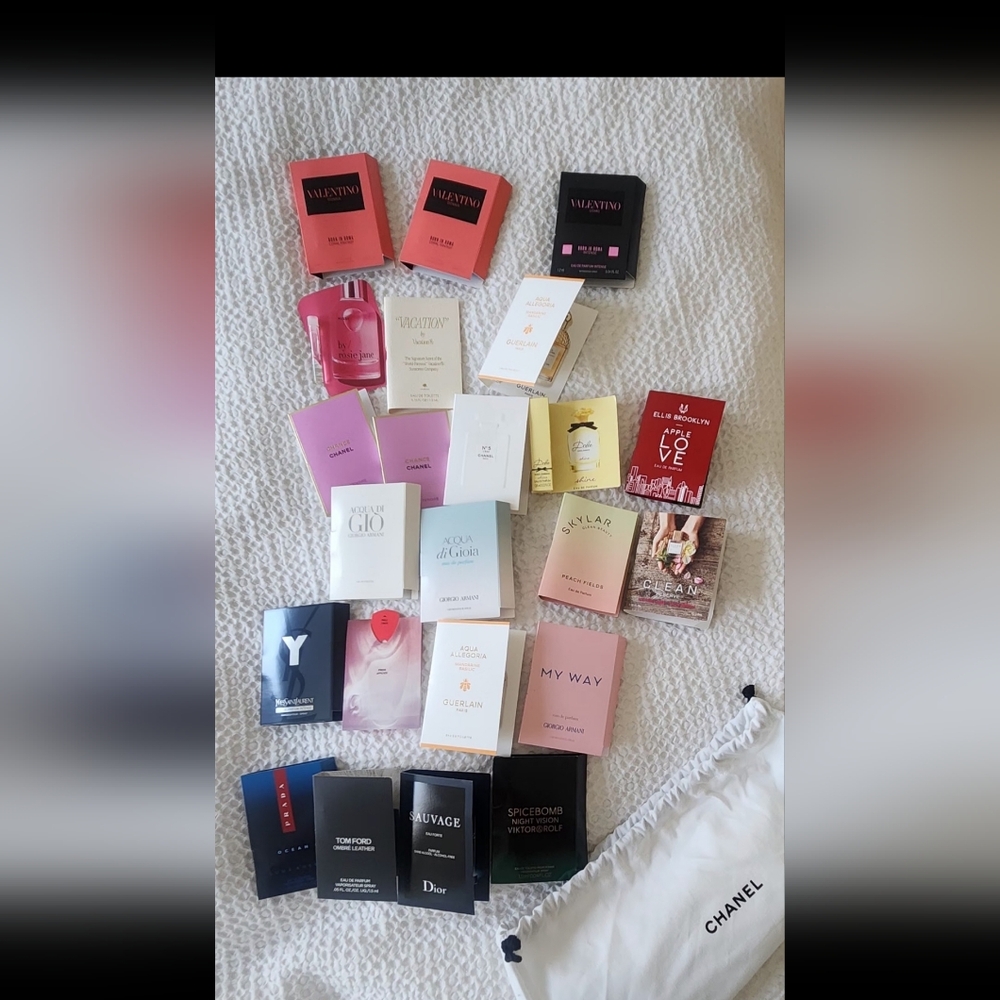 Assorted Designer Perfume Sample Lot - Pink & White Accents